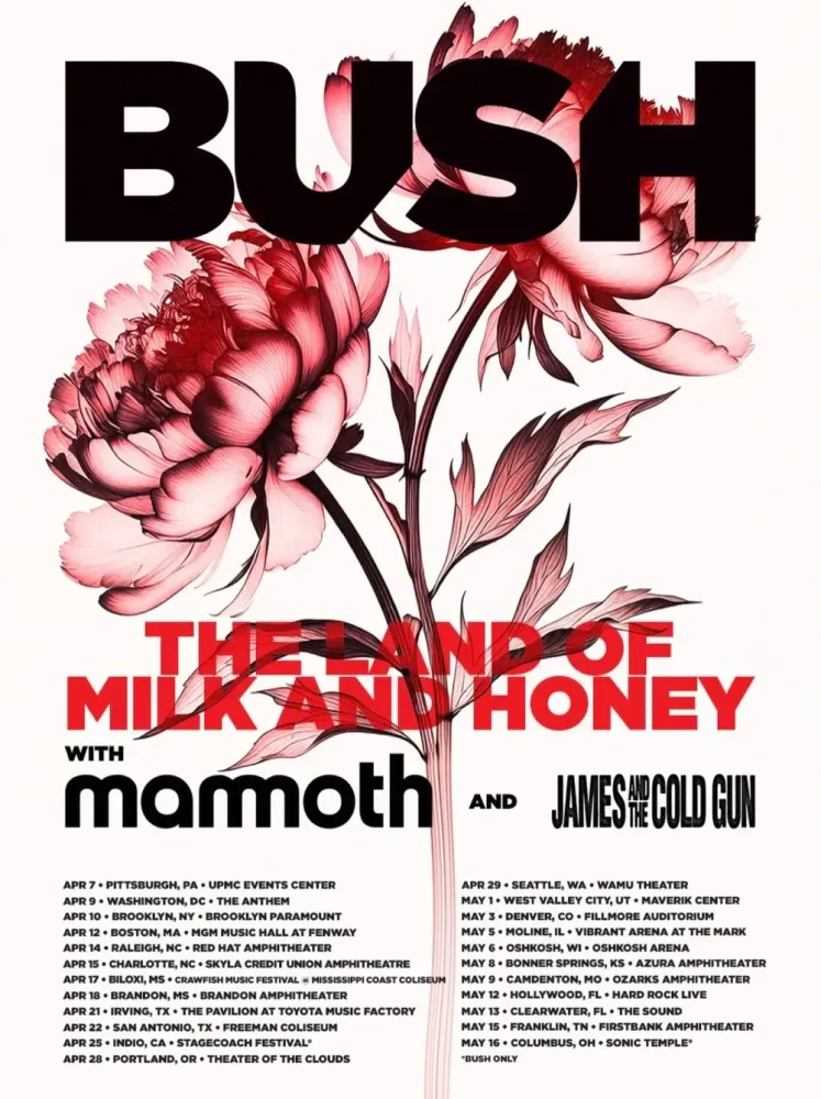 Bush объявляют тур по США 2026 с Mammoth и James and the Cold Gun