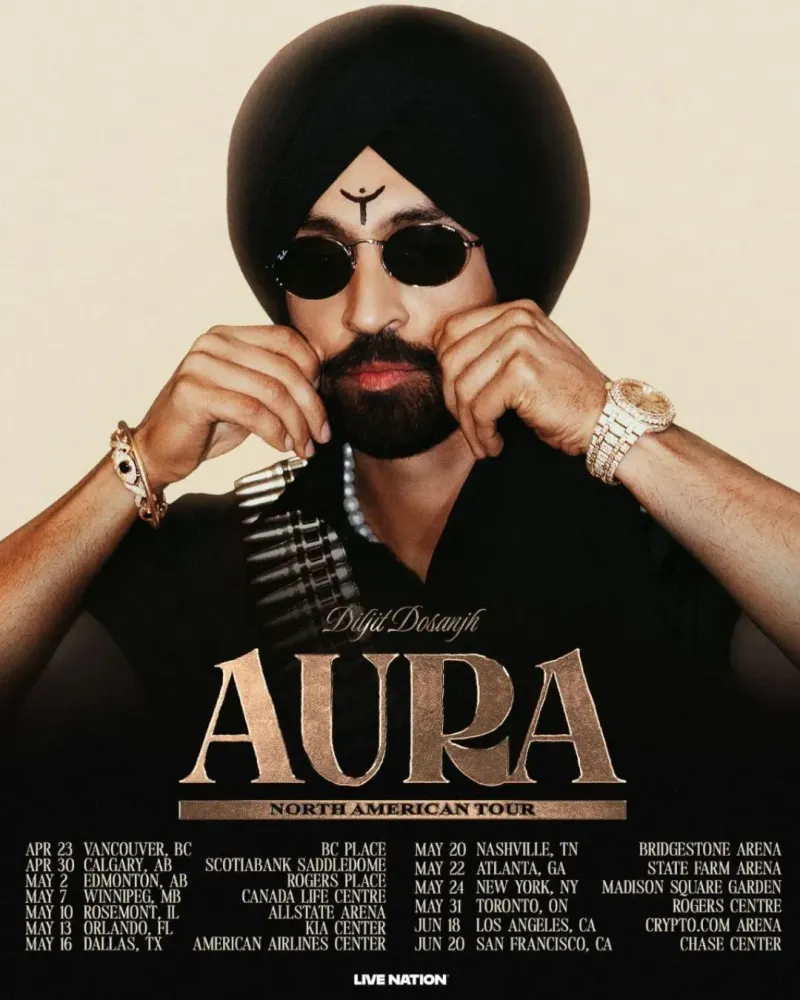 Diljit Dosanjh 2026 Aura World Tour: Даты и как купить билеты