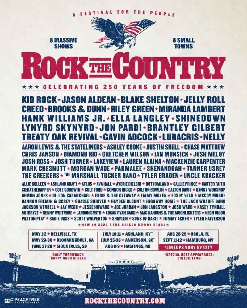 Rock the Country 2026: Kid Rock, Creed, Jelly Roll и Jason Aldean