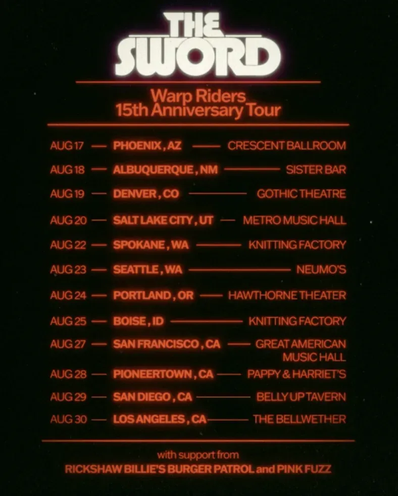 The Sword продлевают тур в честь 15-летия альбома Warp Riders в США
