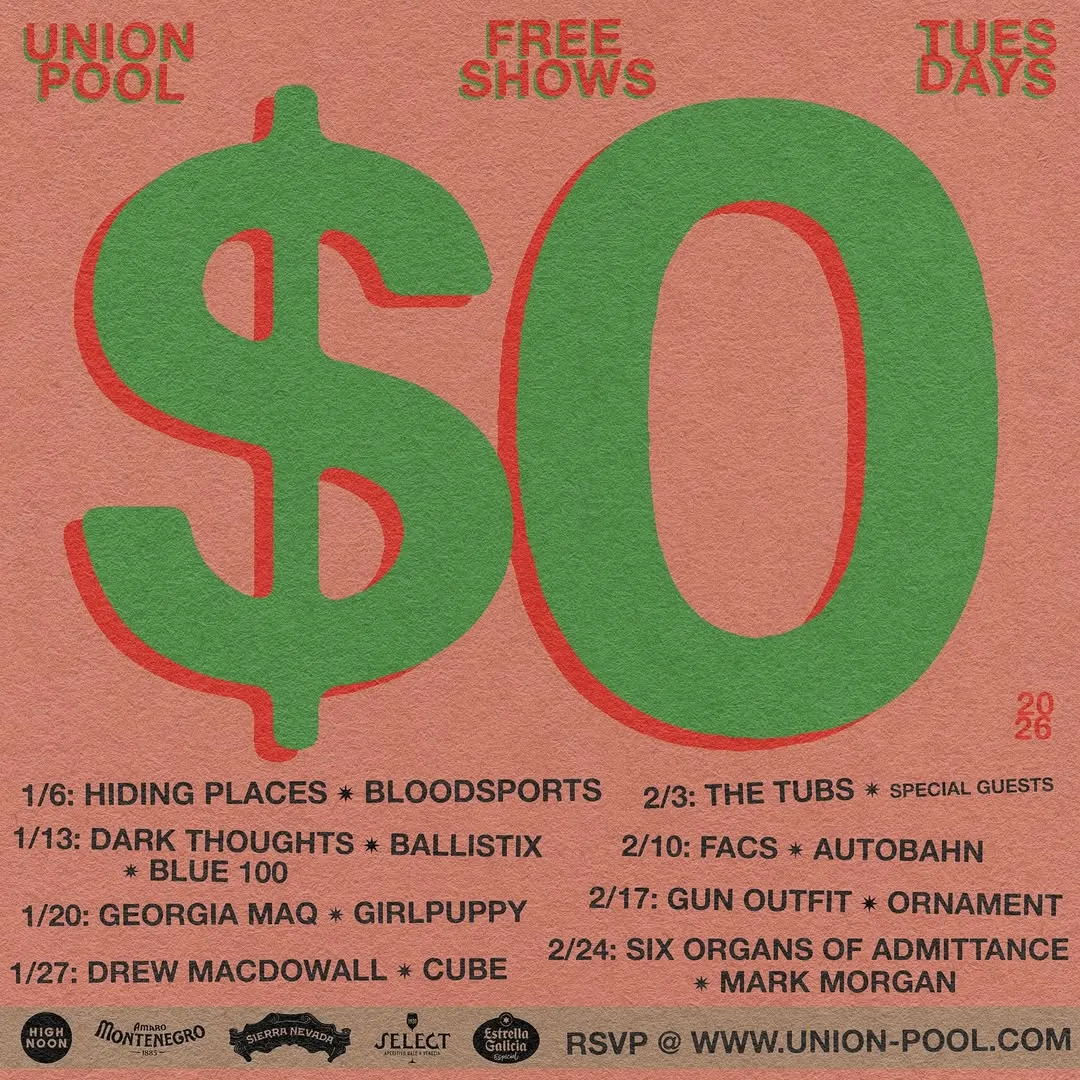 Union Pool Free Tuesdays 2026: полный сп...
